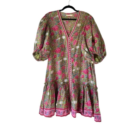 Lola Australia Block Print Cotton Boho Dress Size Large - Picture 1 of 9